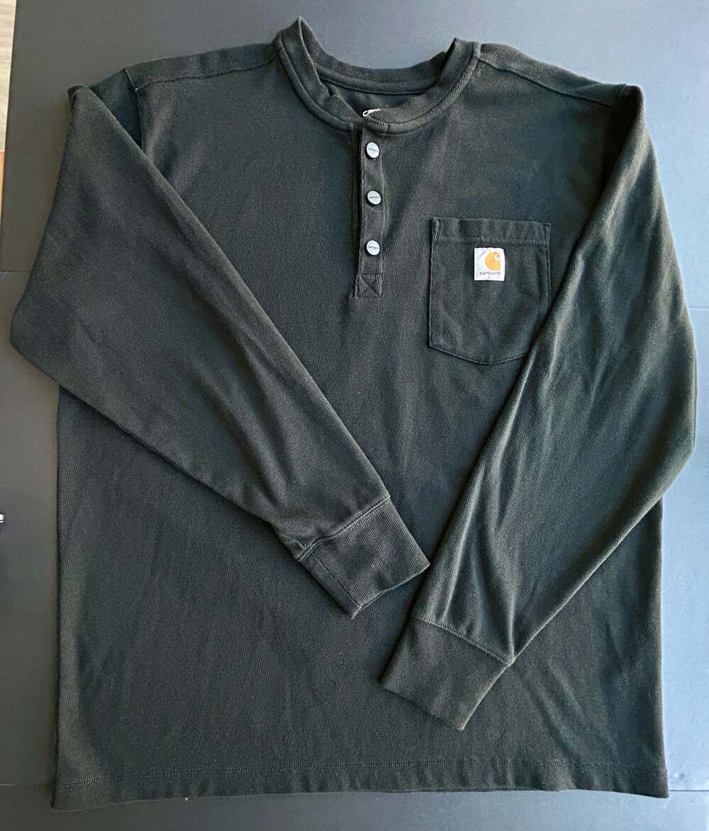 Carhartt Relaxed Fit Long Sleeve Henley Thermal Size XL Black